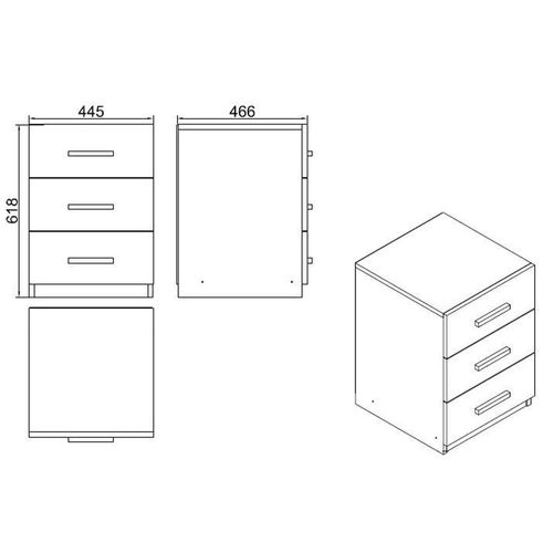 Caisson De Bureau 3 Tiroirs Effet Chêne Et Gris Marfa