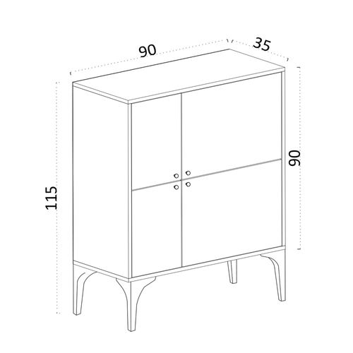 Buffet Haut Moderne Effet Bois Clair - 4 Portes Jena