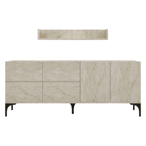 Buffet Salle à Manger Moderne Effet Travertin 6 Portes Jena