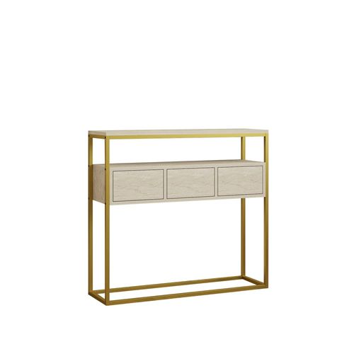 Console D'entrée Rangements Fermés, Effet Marbre Beige Jena