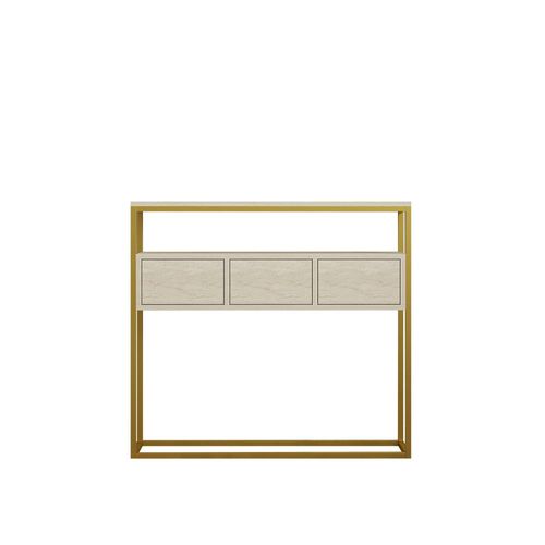 Console D'entrée Rangements Fermés, Effet Marbre Beige Jena