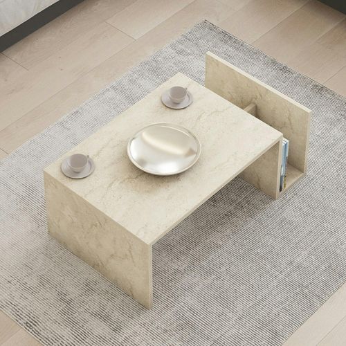 Table Basse Moderne Effet Travertin Avec Porte-revues Marfa