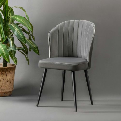 Chaise En Velours Gris - Dossier Enveloppant Rosario (lot De 2)