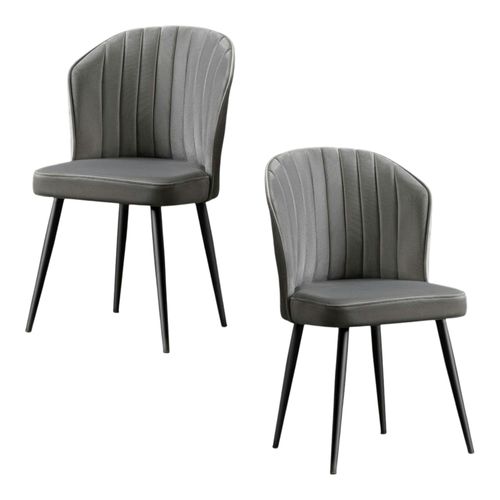 Chaise En Velours Gris - Dossier Enveloppant Rosario (lot De 2)