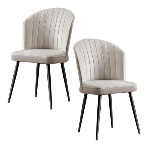 Chaise En Velours Écru - Dossier Enveloppant Rosario (lot De 2)