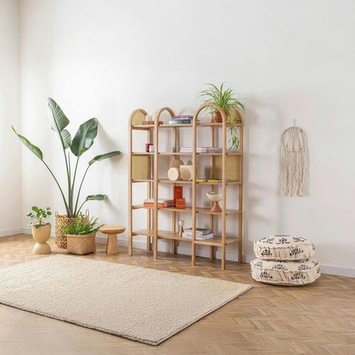 Bibliothèque Cannage et Effet Bois - Double Arche Ovale Tandi