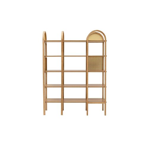 Bibliothèque Cannage et Effet Bois - Double Arche Ovale Tandi