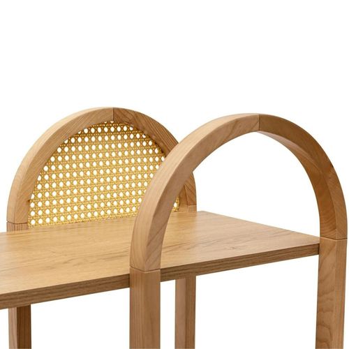 Bibliothèque Cannage et Effet Bois - Double Arche Ovale Tandi