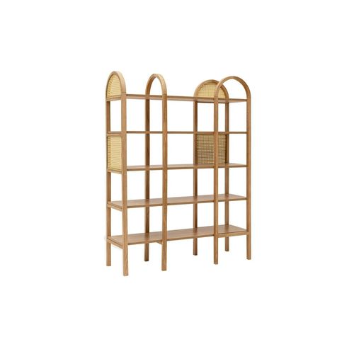 Bibliothèque Cannage et Effet Bois - Double Arche Ovale Tandi