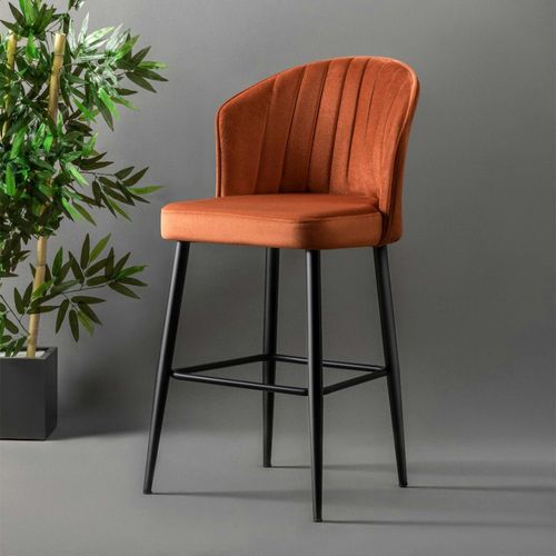 Tabouret De Bar En Velours Rouille 65 Cm (lot De 2) Rosario