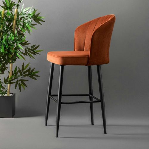 Tabouret De Bar En Velours Rouille 65 Cm (lot De 2) Rosario