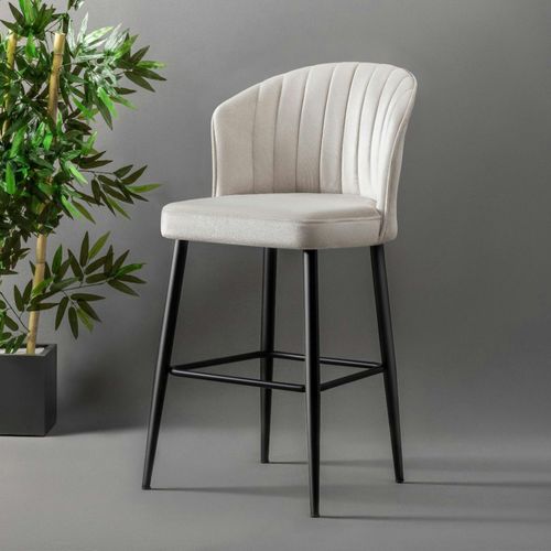 Tabouret De Bar En Velours Écru 65 Cm (lot De 2) Rosario