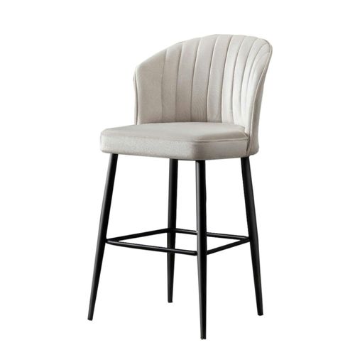 Tabouret De Bar En Velours Écru 65 Cm (lot De 2) Rosario