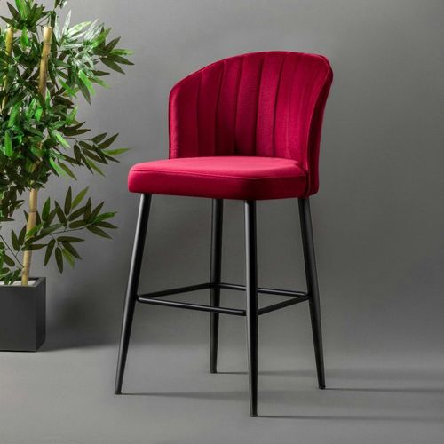 Tabouret De Bar En Velours Rouge 65 Cm (lot De 2) Rosario