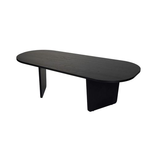 Table Basse Noire Organique Effet Bois - Pieds Obliques Marfa