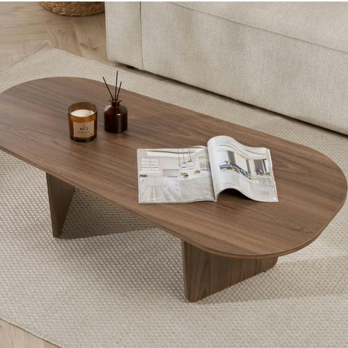 Table Basse Design Organique Effet Noyer, Pieds Obliques Marfa