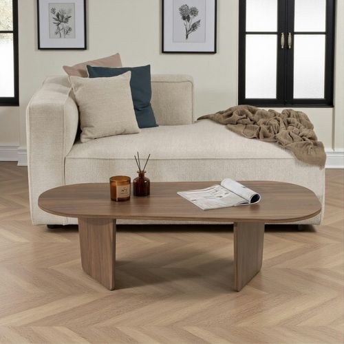 Table Basse Design Organique Effet Noyer, Pieds Obliques Marfa