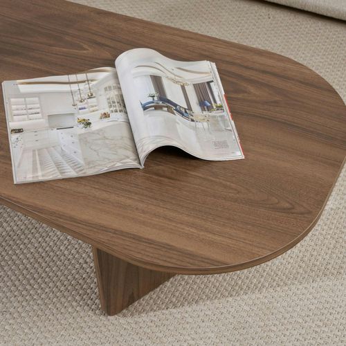 Table Basse Design Organique Effet Noyer, Pieds Obliques Marfa