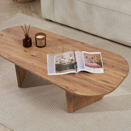 Table Basse Design Organique Effet Pin, Pieds Obliques Marfa