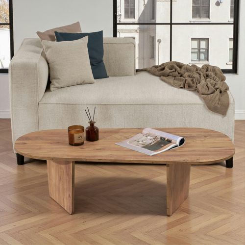 Table Basse Design Organique Effet Pin, Pieds Obliques Marfa