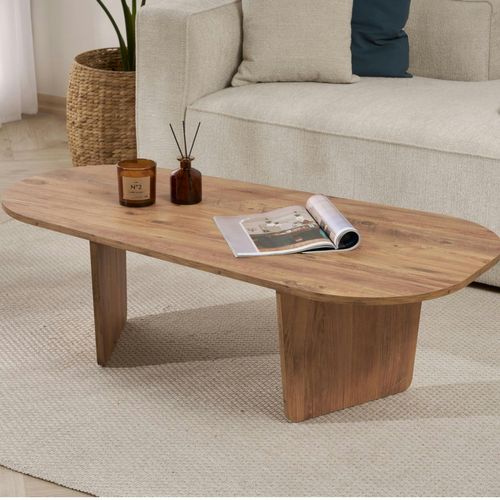 Table Basse Design Organique Effet Pin, Pieds Obliques Marfa