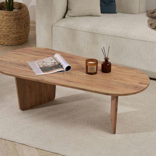 Table Basse Design Organique Effet Pin, Pieds Obliques Marfa