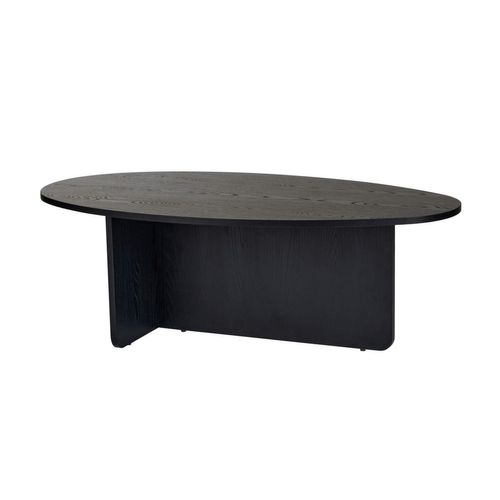 Table Basse Moderne Ovale Effet Bois Noir – Pied En T Marfa