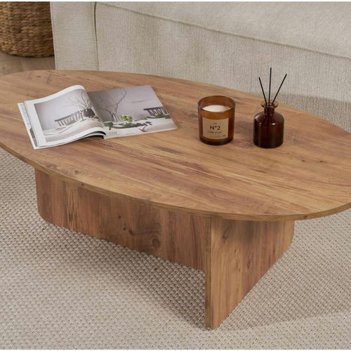 Table Basse Moderne Ovale Effet Pin – Pied En T Marfa