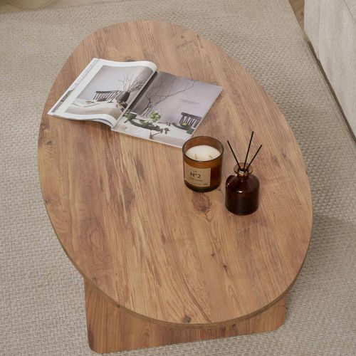 Table Basse Moderne Ovale Effet Pin – Pied En T Marfa