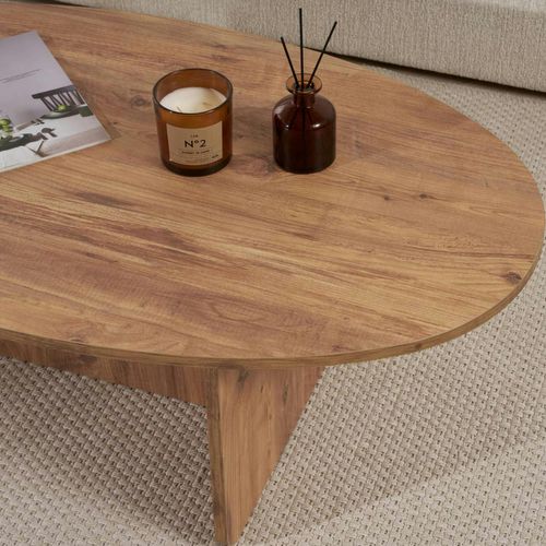 Table Basse Moderne Ovale Effet Pin – Pied En T Marfa