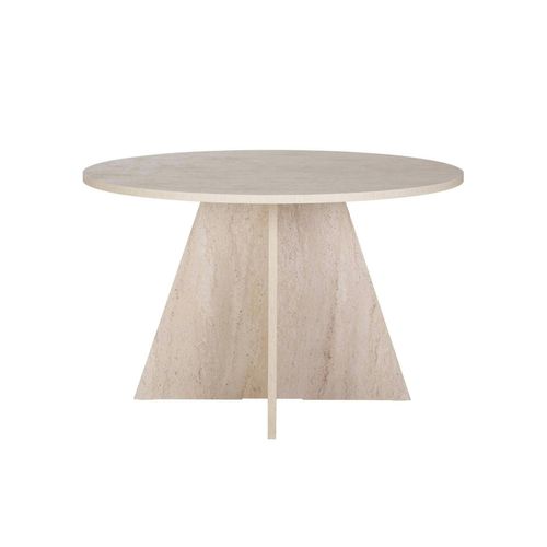 Table à Manger Ronde Effet Travertin Ø120 Cm Marfa