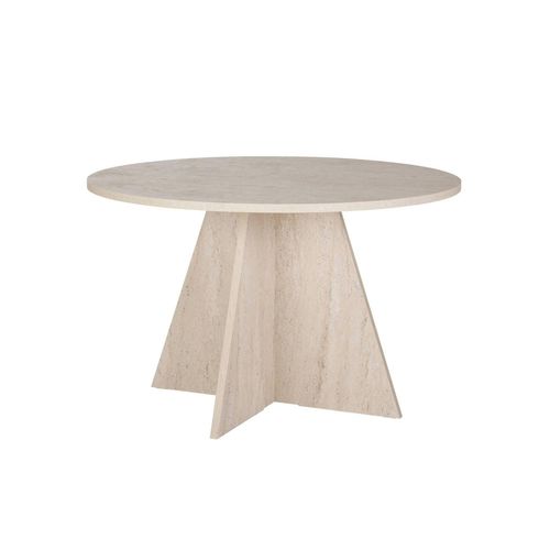 Table à Manger Ronde Effet Travertin Ø120 Cm Marfa