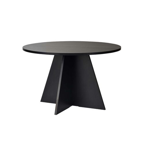 Table à Manger Ronde Noire Effet Bois Ø120 Cm Marfa