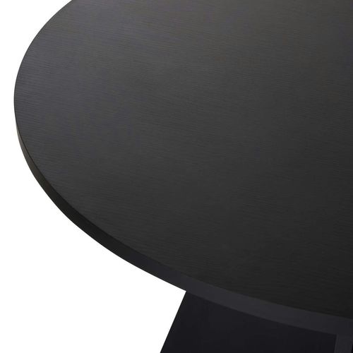 Table à Manger Ronde Noire Effet Bois Ø120 Cm Marfa