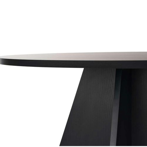 Table à Manger Ronde Noire Effet Bois Ø120 Cm Marfa