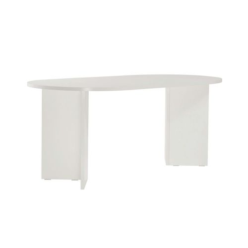 Table à Manger Moderne Blanche Effet Bois Pieds En V 180 Cm Marfa