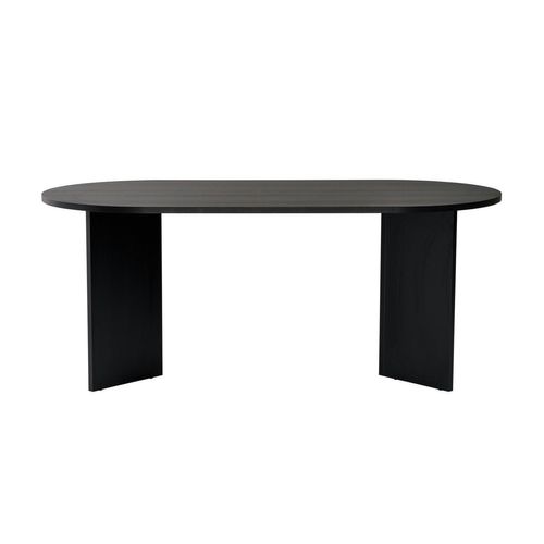 Table à Manger Moderne Noire Effet Bois Pieds En V 180 Cm Marfa