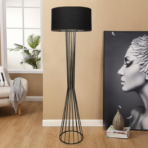 Lampadaire Salon Moderne Chic Noir, Abat-jour Tissu Sinop