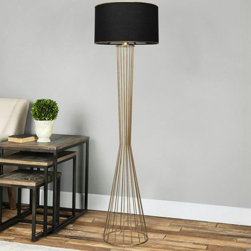 Lampadaire Salon Moderne Doré Abat-jour Noir Sinop