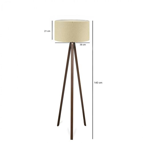 Lampadaire Trépied Effet Bois Brun, Abat-jour Beige Kilis