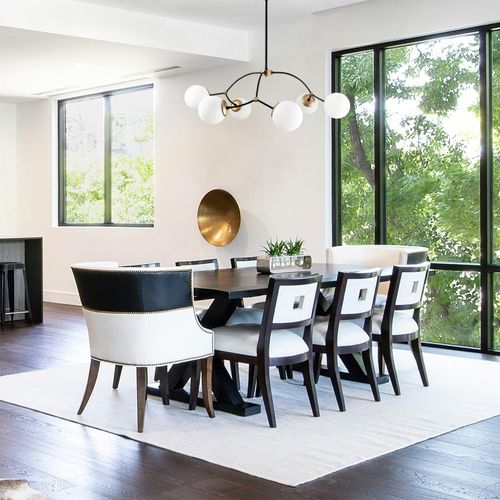 Suspension Design Vintage Noire 6 Globes Blancs Sierre