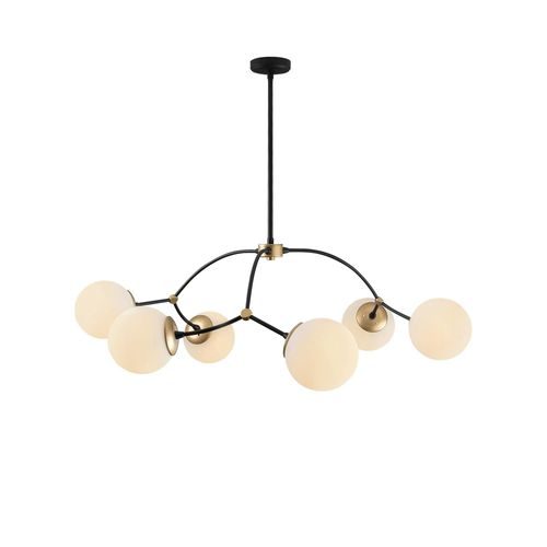 Suspension Design Vintage Noire 6 Globes Blancs Sierre