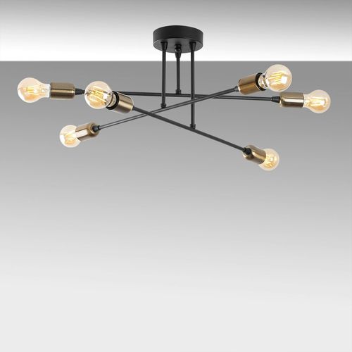 Suspension Moderne Cuivrée 6 Lampes Sur Tige Maratea