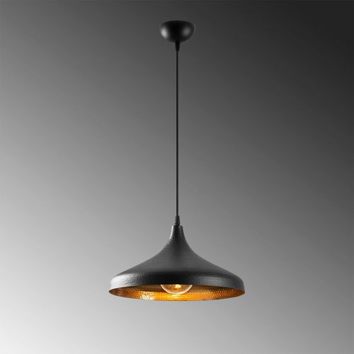 Suspension Design Noire et Dorée Évasée, Fini Alvéolé Sile