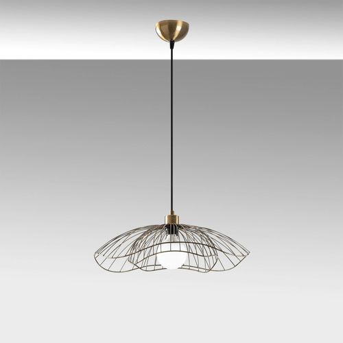 Suspension Design Filaire Double Fleur Dorée 50 Cm Sinop