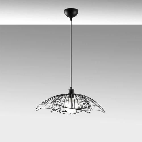 Suspension Design Noire Filaire Forme Fleur 50 Cm Sinop
