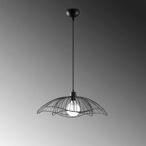 Suspension Design Noire Filaire Forme Fleur 50 Cm Sinop