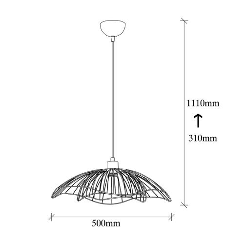 Suspension Design Noire Filaire Forme Fleur 50 Cm Sinop