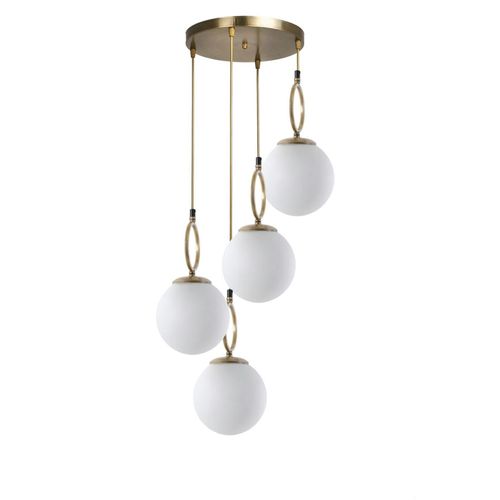 Suspension Grappe 5 Globes Blancs Avec Anneaux Sierre