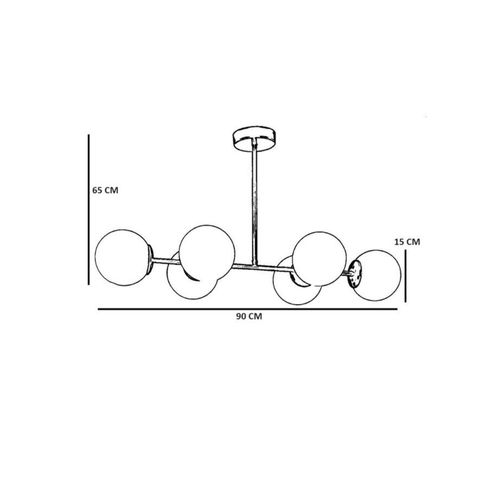 Suspension Salle à Manger Vintage, 6 Globes Blancs Sierre